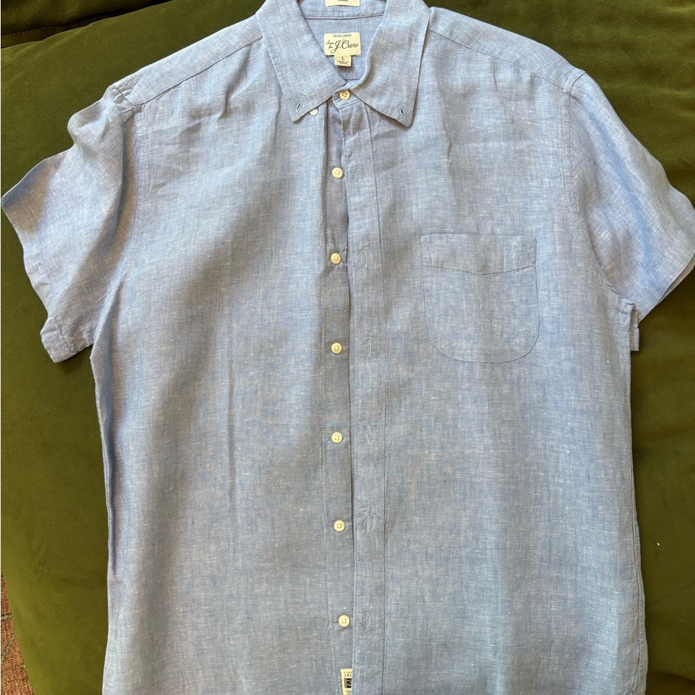 J. Crew Light Blue Casual Button Down linen Shirt